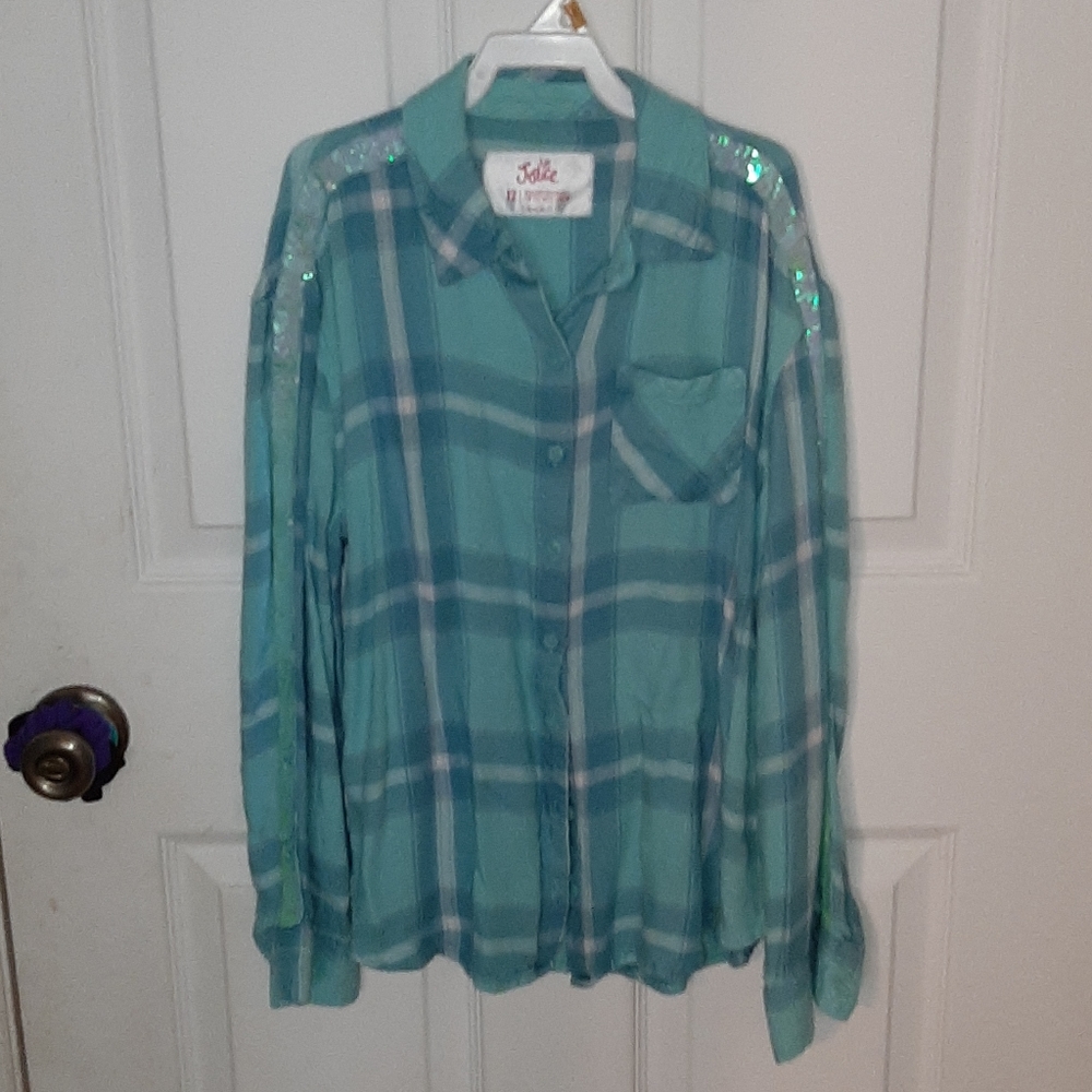 Girls Justice Sequin Button down shirt